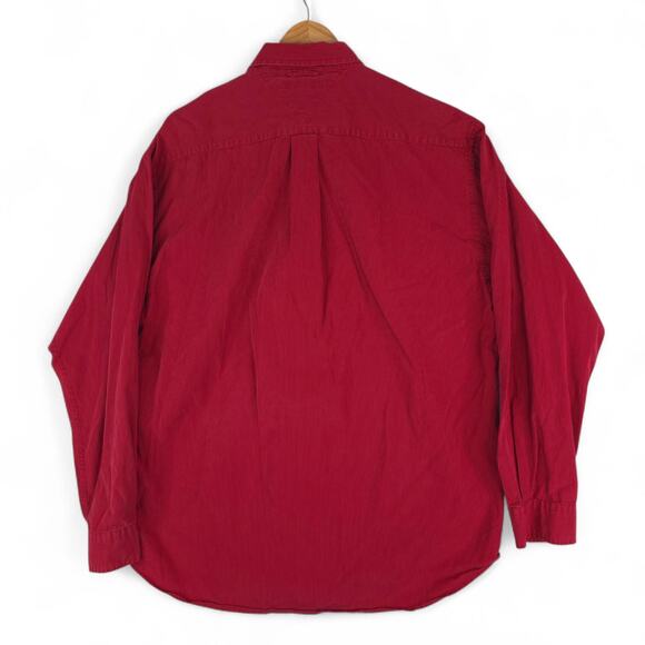 Vtg Tommy Hilfiger Shirt Mens L Red Stripe Cotton Button Down Preppy 90s Classic - Picture 4 of 8